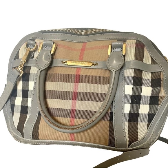 Burberry Gray and Tan Checkered Women's Bag - Picture 1 of 12